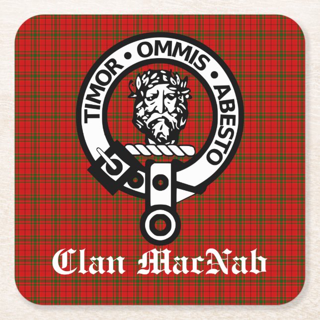 Clan MacNab Wappen Abzeichen und Tartan Rechteckiger Pappuntersetzer (Vorderseite)