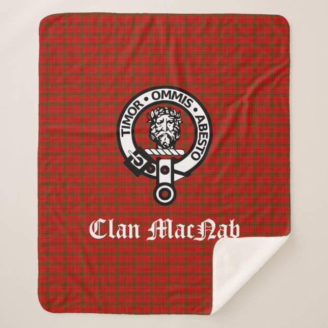 Clan MacNab Wappen Abzeichen und Tartan Sherpadecke (Vorderseite)