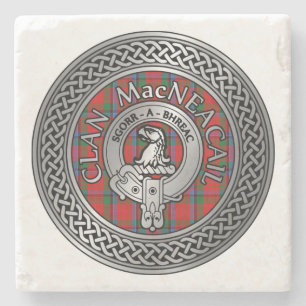 Clan MacNeacail   MacNicol Wappen & Tartan Knot Steinuntersetzer