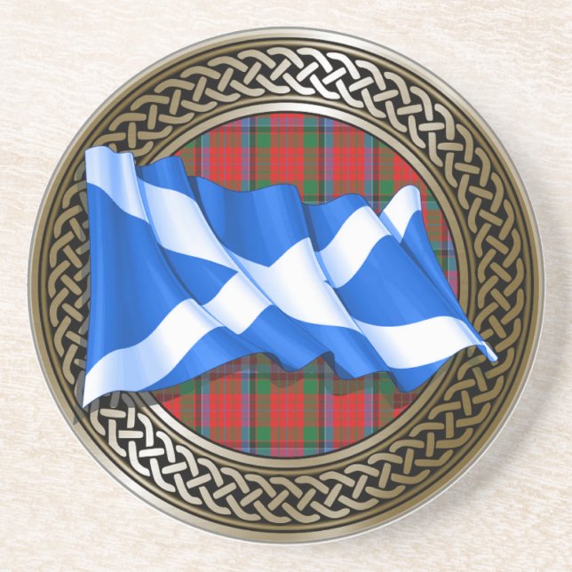 Clan MacNeacail Tartan Knot & Flag Getränkeuntersetzer (Vorne)