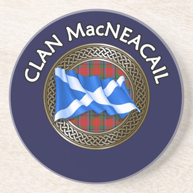 Clan MacNeacail Tartan Knot & Flag Getränkeuntersetzer (Vorne)