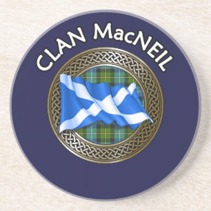 Clan MacNeil Tartan Knot & Flag Getränkeuntersetzer
