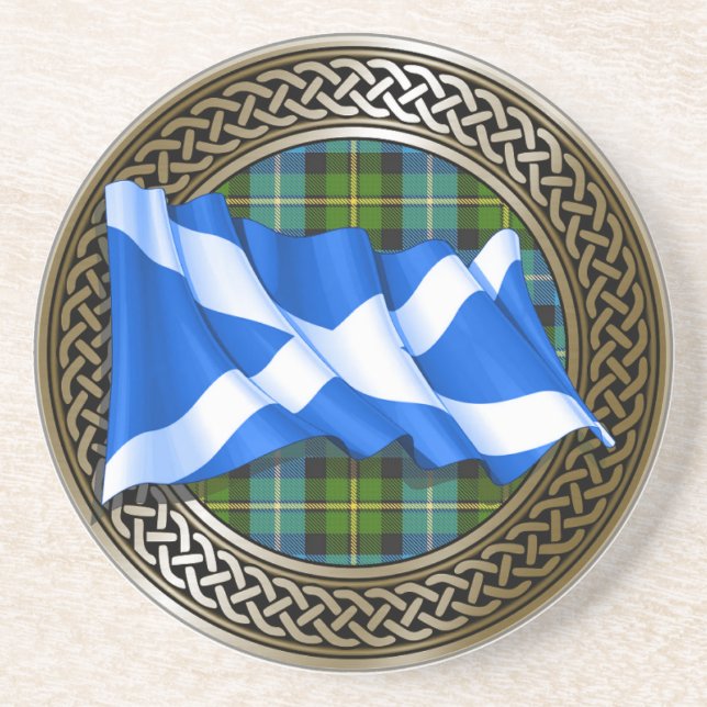 Clan MacNeil Tartan Knot & Flag Getränkeuntersetzer (Vorne)