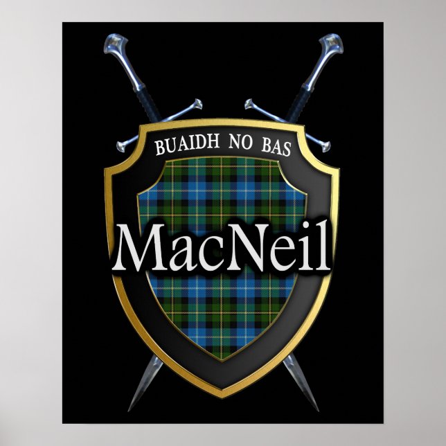 Clan MacNeil Tartan Scottish Shield & Schwerter Poster (Vorne)