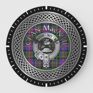 Clan MacNeil Wappen & Tartan Knot Große Wanduhr