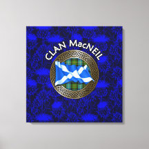 Clan MacNeil Wappen & Tartan Knot on Thistle