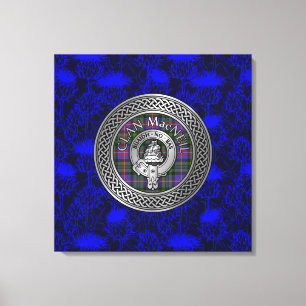 Clan MacNeil Wappen & Tartan Knot on Thistle Leinwanddruck