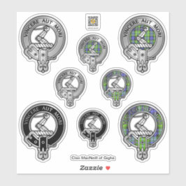 Clan MacNeill von Gigha Latin Wappen & Tartan Aufkleber