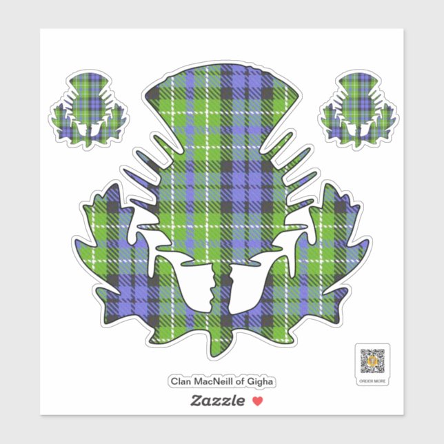 Clan MacNeill von Gigha Tartan Thistle Sticker (Blatt)