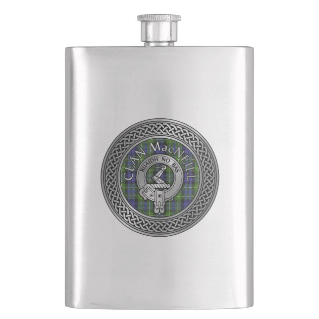 Clan MacNeill von Gigha Wappen & Tartan Flask Flachmann (Vorderseite)