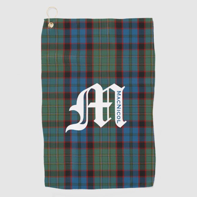 Clan MacNicol Hunting Tartan Kariert Monogram Golfhandtuch (Vorderseite)