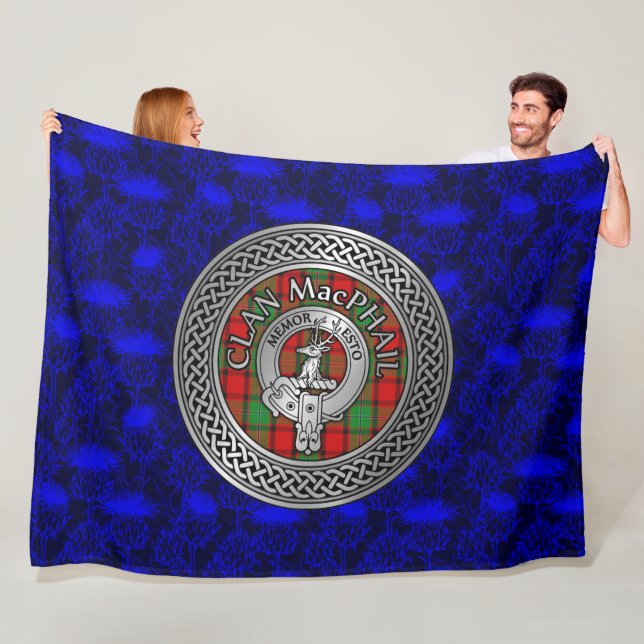 Clan MacPhail Wappen & Tartan Knot Fleecedecke (Beispiel)