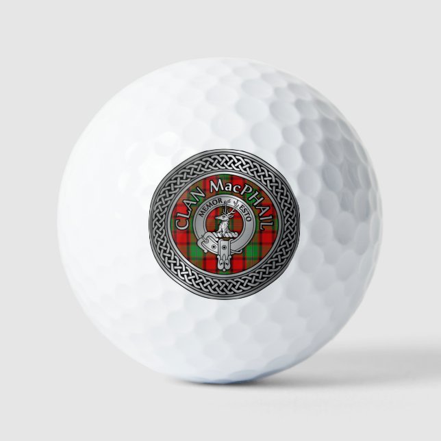 Clan MacPhail Wappen & Tartan Knot Golfball (Vorderseite)