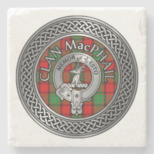 Clan MacPhail Wappen & Tartan Knot Steinuntersetzer