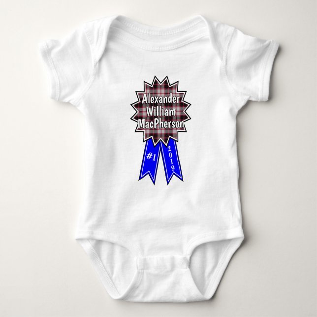 Clan MacPherson #1 Award Blue Ribbon Baby Strampler (Vorderseite)