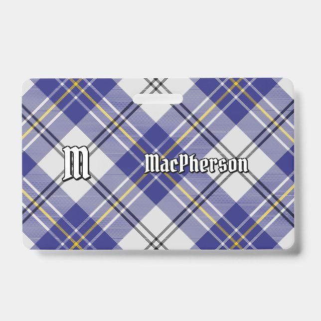 Clan MacPherson Blue Dress Tartan Abzeichen Ausweis (Vorderseite)