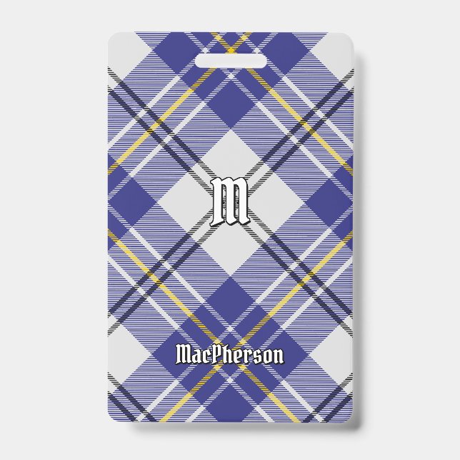 Clan MacPherson Blue Dress Tartan Abzeichen Ausweis (Vorderseite)