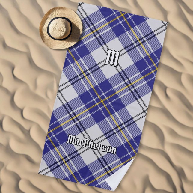Clan MacPherson Blue Dress Tartan Beach Handtuch (Von Creator hochgeladen)