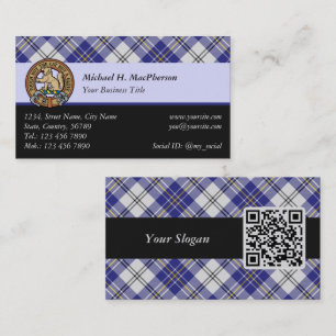 Clan MacPherson Blue Dress Tartan Business Card Visitenkarte