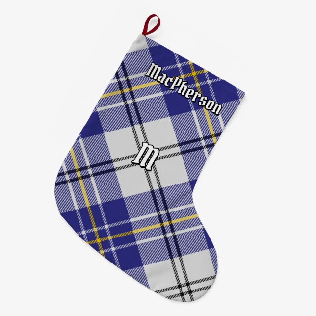 Clan MacPherson Blue Dress Tartan Großer Weihnachtsstrumpf (Vorderansicht (hängend))