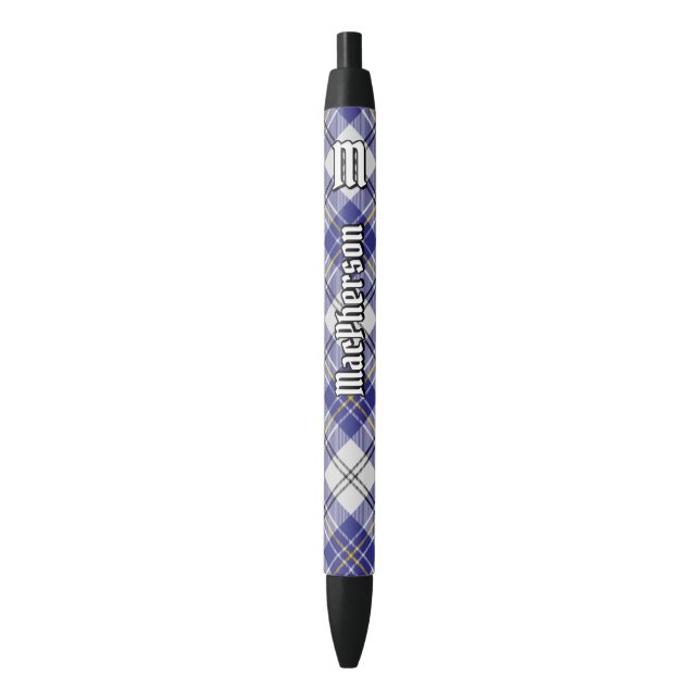 Clan MacPherson Blue Dress Tartan Ink Pen Kugelschreiber (Vorderseite Vertikal)