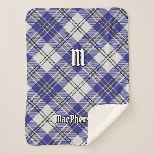 Clan MacPherson Blue Dress Tartan Sherpa Blanket Sherpadecke (Vorderseite)