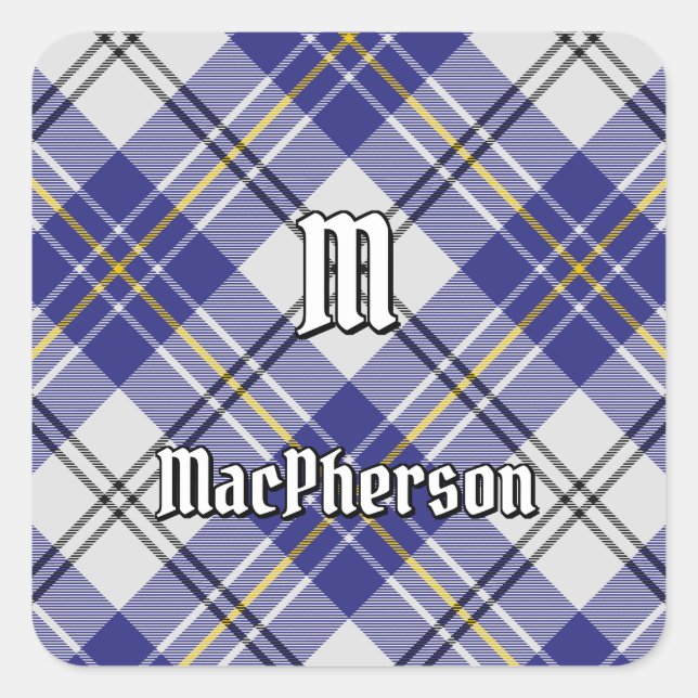 Clan MacPherson Blue Dress Tartan Square Sticker (Vorderseite)