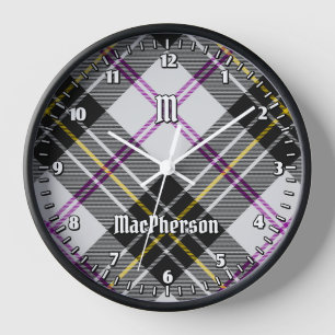 Clan MacPherson Dress Tartan Large Clock Uhr