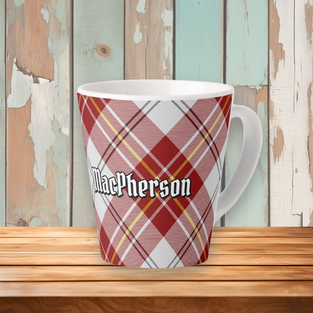 Clan MacPherson Red Dress Tartan Latte Tasse (Von Creator hochgeladen)