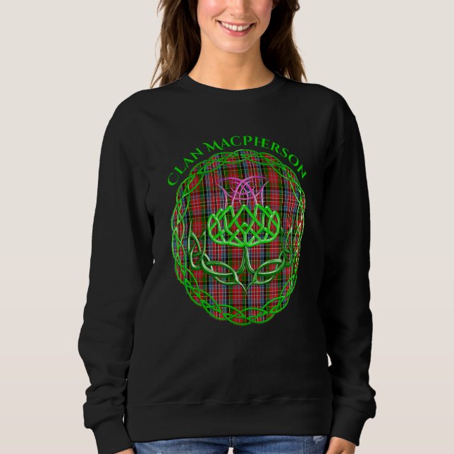 Clan Macpherson Scottish Tartan Celtic Thistle Sweatshirt (Vorderseite)
