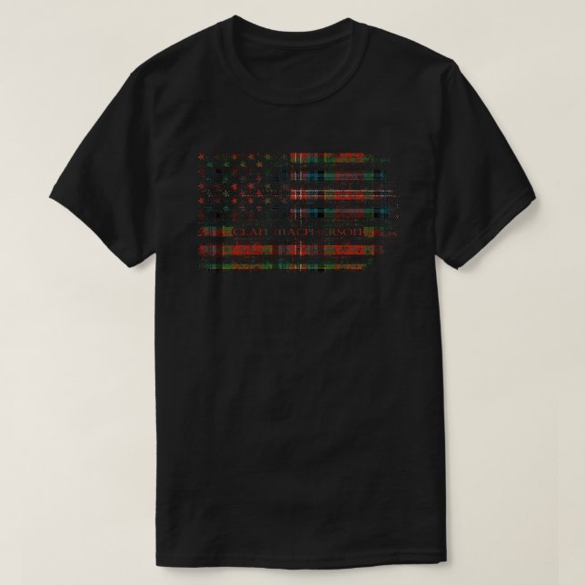 Clan MacPherson Scottish tartan, US-Flaggenkilomet T-Shirt (Design vorne)