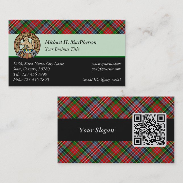 Clan MacPherson Tartan Business Card Visitenkarte (Vorne/Hinten)