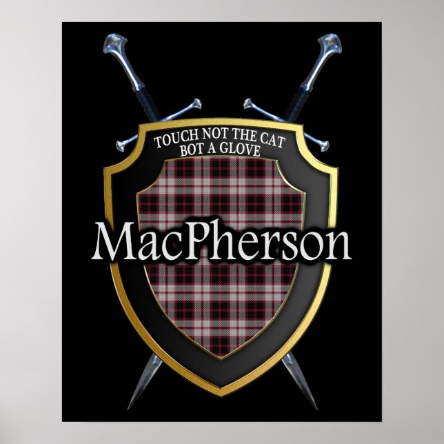Clan MacPherson Tartan Scottish Shield & Schwerter Poster (Vorne)