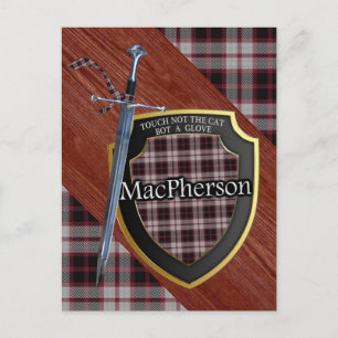 Clan MacPherson Tartan Sword & Shield Postkarte