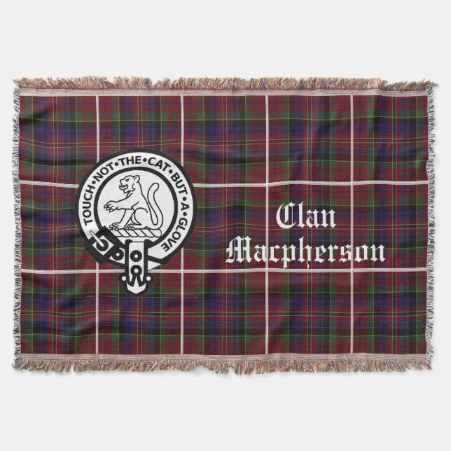 Clan Macpherson Tartan & Wappen Decke (Vorderseite)