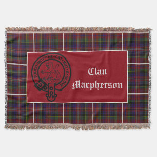 Clan Macpherson Wappen Abzeichen & Tartan Throw Decke