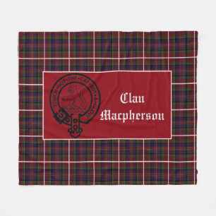 Clan Macpherson Wappen Abzeichen und Tartan Fleecedecke