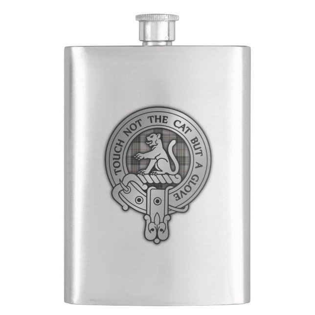 Clan MacPherson Wappen & Tartan Flachmann (Vorderseite)