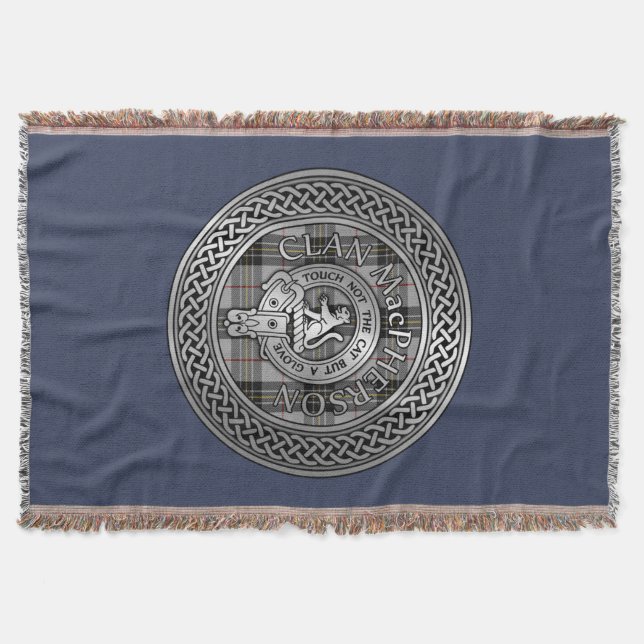 Clan MacPherson Wappen & Tartan Knot Decke (Vorderseite)