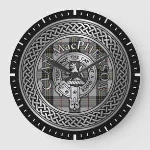 Clan MacPherson Wappen & Tartan Knot Große Wanduhr