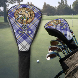 Clan MacPherson Wappen über Blue Dress Tartan Golf Headcover