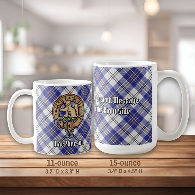 Clan MacPherson Wappen über Blue Dress Tartan Kaffeetasse (Von Creator hochgeladen)