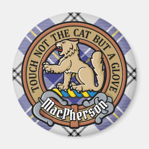 Clan MacPherson Wappen über Blue Dress Tartan Magnet