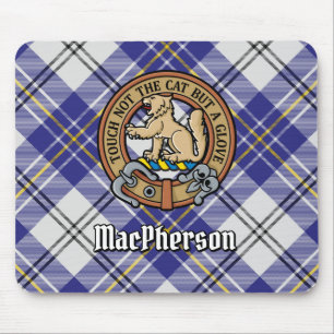 Clan MacPherson Wappen über Blue Dress Tartan Mousepad