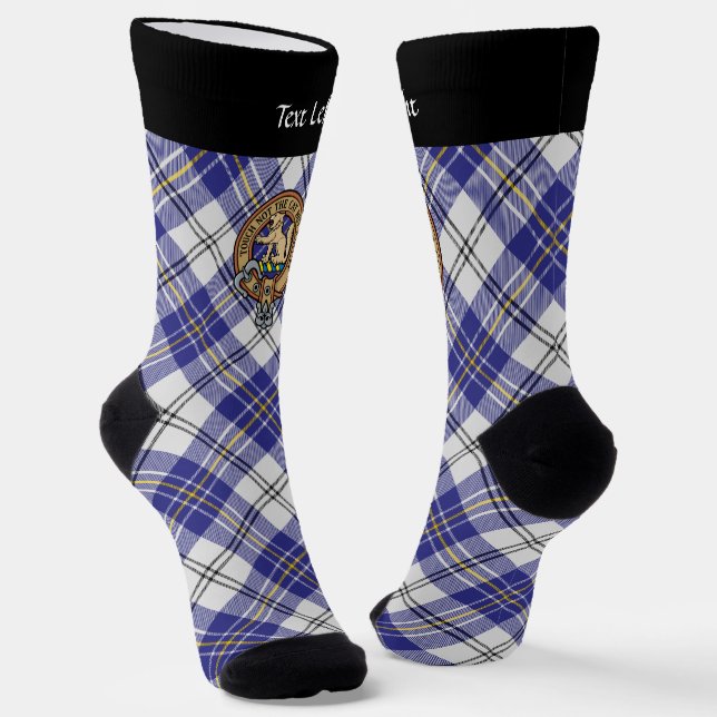 Clan MacPherson Wappen über Blue Dress Tartan Sock Socken (Gewinkelt)
