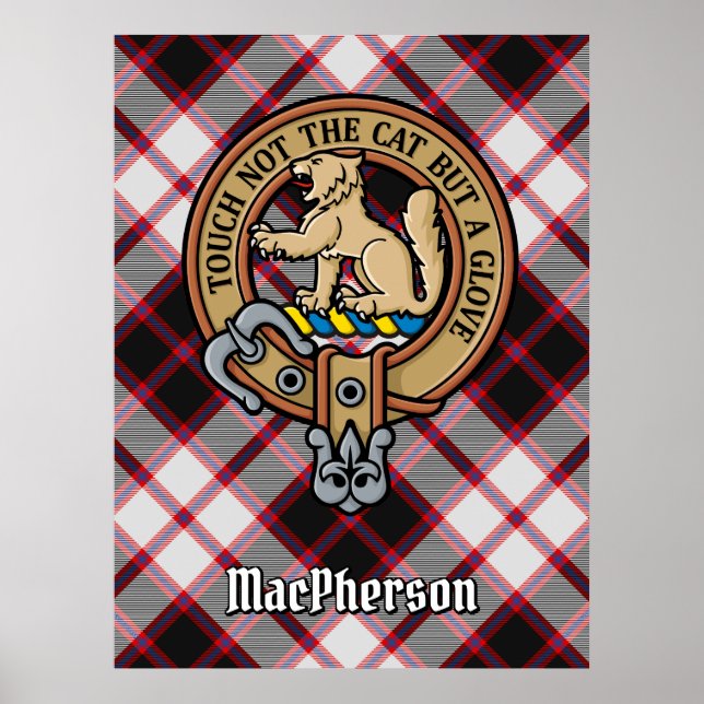 Clan MacPherson Wappen über die Jagd auf Tartan Poster (Vorne)