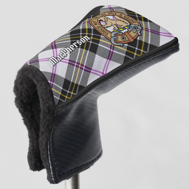 Clan MacPherson Wappen über Dress Tartan Golf Headcover (3/4 Vorderseite)