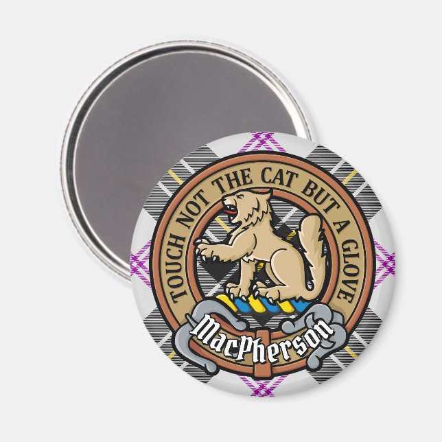 Clan MacPherson Wappen über Dress Tartan Magnet (Vorderseite/Rückseite)