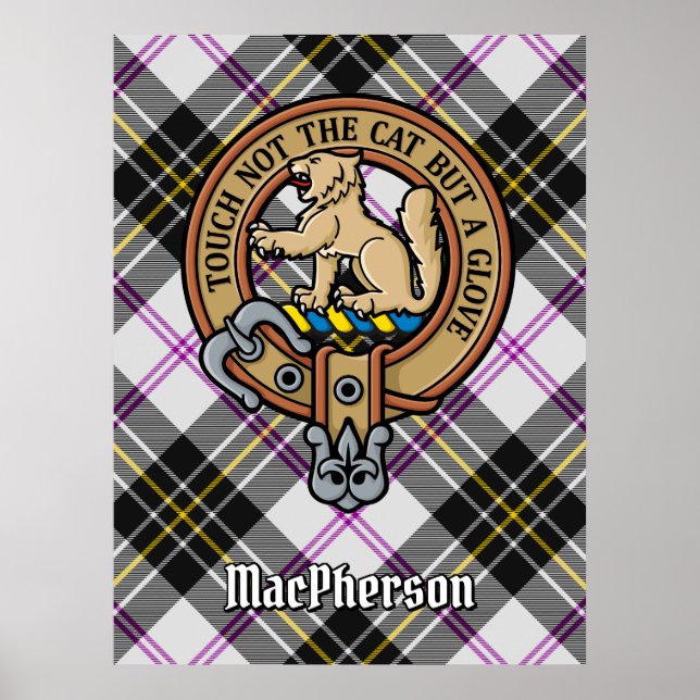 Clan MacPherson Wappen über Dress Tartan Poster (Vorne)