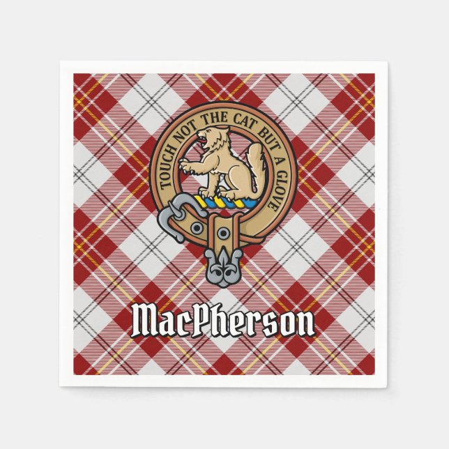 Clan MacPherson Wappen über Dress Tartan Serviette (Vorderseite)